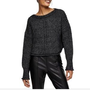 Topshop twist yarn charcoal grey chunky knit crop pullover sweater